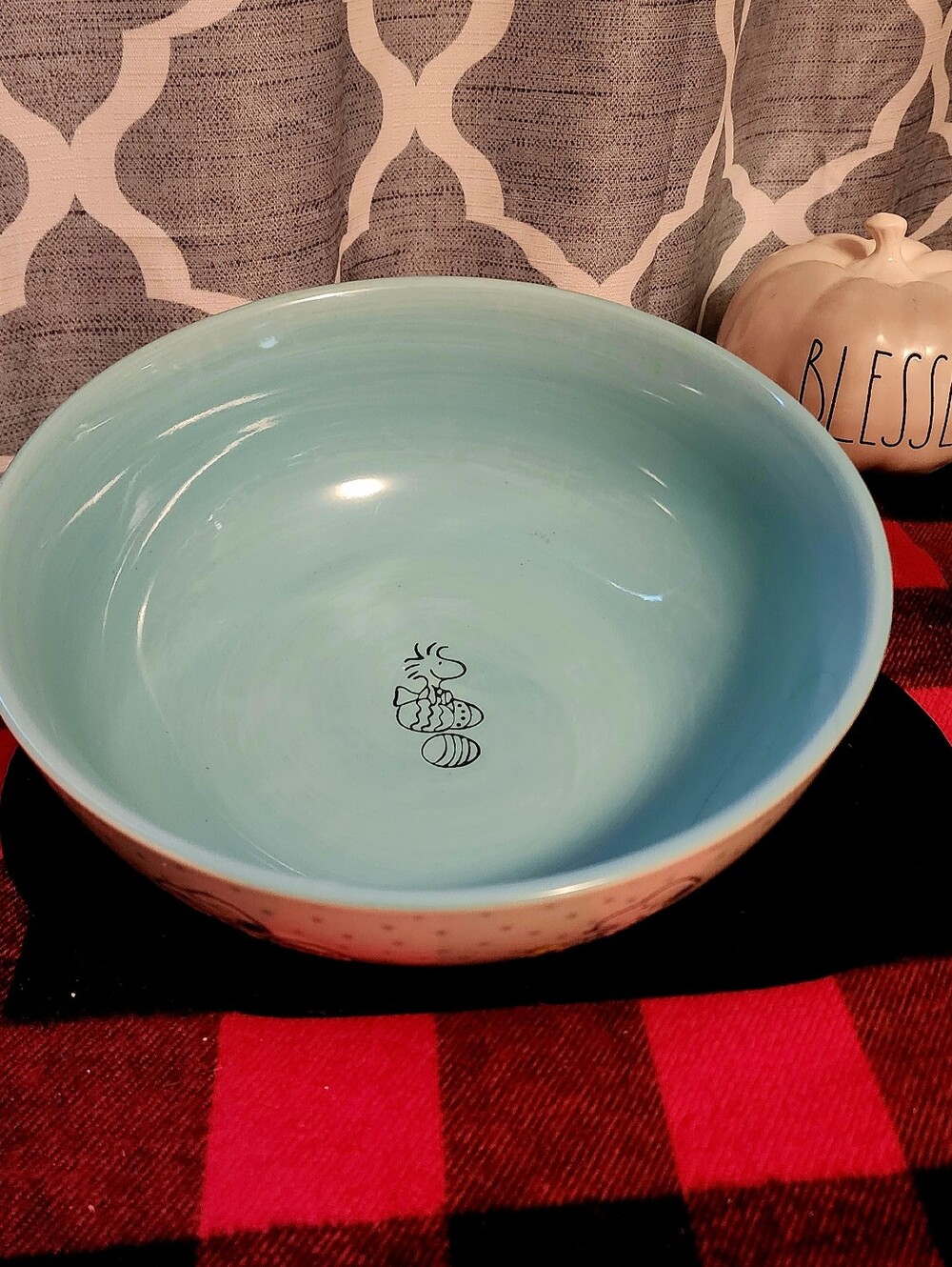 Light Blue Peanuts Easter Ceramic Serving Bowl - Home Art